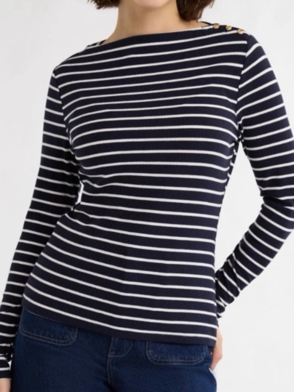 Free Assembly Boatneck Ribbed Top NWOT